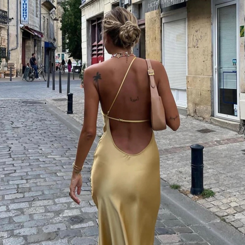 Backless Silky Midi Dress